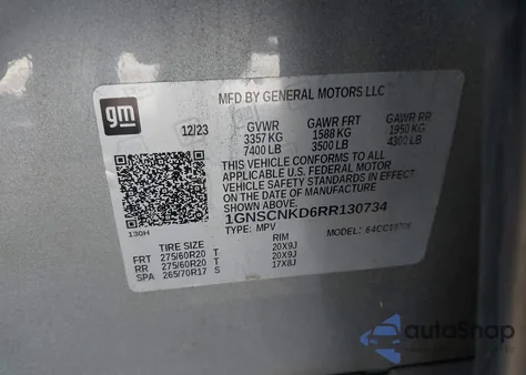 2024 Chevrolet Tahoe 2Wd Lt from USA, damaged, VIN 1GNSCNKD6RR130734